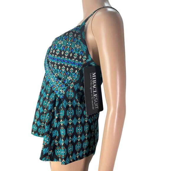 New Miraclesuit  Allura Geometric Underwire Bra Top Tankini Top - Picture 4 of 11